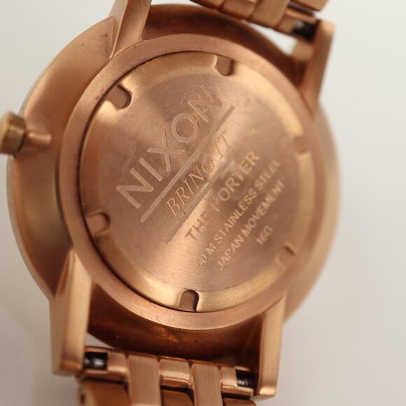 Nixon The Porter Rose Gold Tone 40mm Dress Watch 6" Bracelet with New Battery - Picture 12 of 12